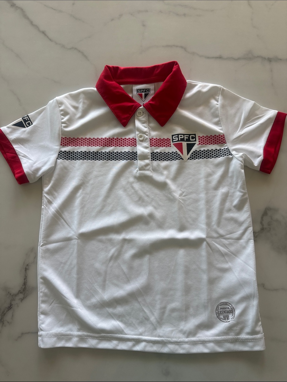 Kids White Polo with Red Trim